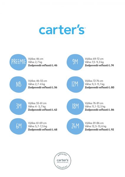CARTER'S Body dlhý rukáv Veggies neutrál LBB 3 ks PRE, veľ. 46